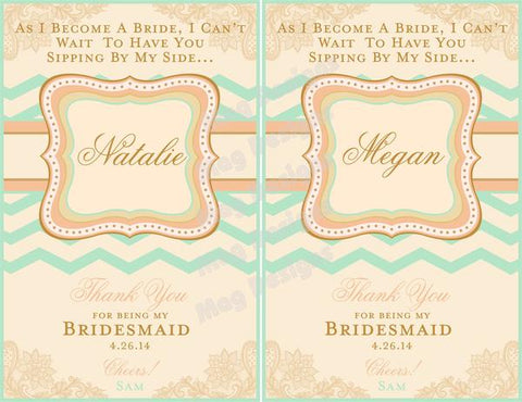 Bridesmaid Wine Labels - Custom Maid of Honor Labels for Wine Bottles - Wedding Party Gifts - Vintage Lace Collection - Customized - I Do Artsy Weddings
