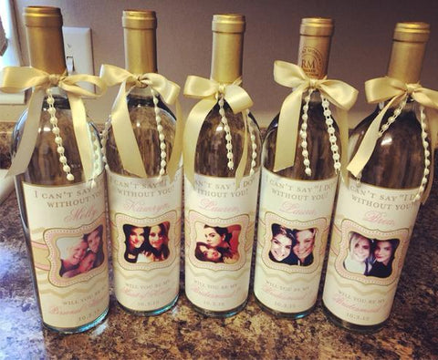 Will you be my Bridesmaid Wine Labels - Maid of Honor Wine Labels - Chevron Collection - Customized - I Do Artsy Weddings