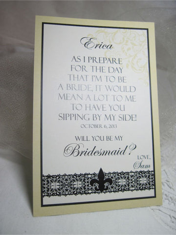 Bridesmaid Wine Labels - Simple Fleur De Lis Design - Personalized Bridesmaid Gifts - I Do Artsy Weddings