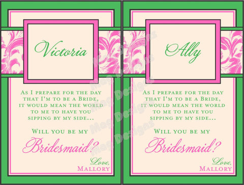 Bridesmaid Wine Labels - Wedding Wine Labels for Bridesmaid and Maid of Honor - Thank You Wedding Party favor gifts for Weddings and Bridal Showers - I Do Artsy Weddings