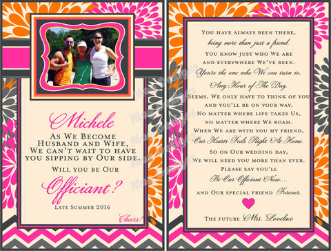 Custom Maid of Honor and Bridesmaid Labels for Wine Bottles - Front & Back Label - I Do Artsy Weddings