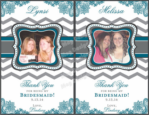 Bridesmaid Wine Labels - Maid of Honor Labels for Wine Bottles - Wedding Party Gifts - Chevron Collection - Customized - I Do Artsy Weddings