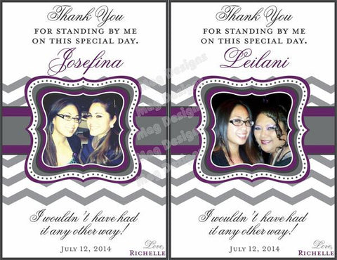 Maid of Honor Labels for Wine Bottles - Wedding Party Gifts - Chevron Collection - Customized - I Do Artsy Weddings