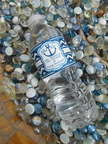 Water Bottle Labels - Nautical Wedding - Anchor w/Chevron Design - Weatherproof Polyester Laser - Nautical Water Bottle Label - I Do Artsy Weddings